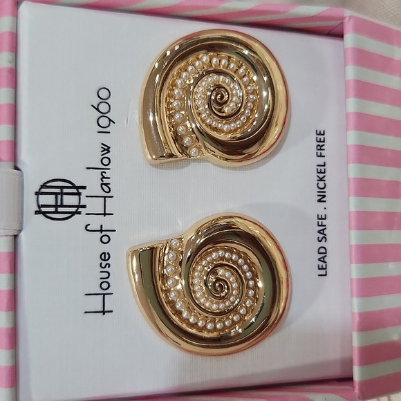 🔹️House of Harlow🔹️ 1960 Crystal Swirl Shell Post Earrings ✨️ - Picture 4 of 5
